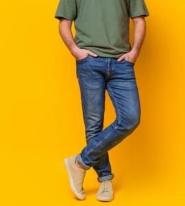 กางเกงยีนส์ขาตรงหลายสีสำหรับผู้ชายกางเกงยีนส์แบบลำลองแบบฉีกและซ่อมได้ - Product Image 6