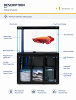 Aquarium personnalisé de luxe 500-1000L en verre ultra clair avec cadre en alliage d'aluminium ensemble d'armoires pour la filtration de puisard