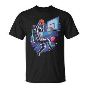 T-Shirt Giocatore di Basket Astronauta con Temi Spaziali e Astronomici per Scopi Promozionali - Product Image 1