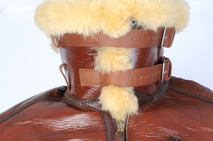 Veste en cuir pour homme B3 Shearling Flying Leather Jacket USAAF Aviator Sheepskin Leather Casual Fur Vintage Bomber Genuine Leather Jacket Coat - Product Image 5