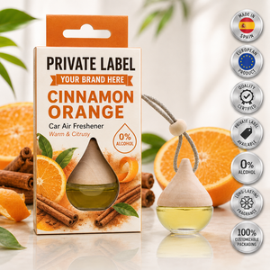 Désodorisant pour voiture à la cannelle et à l'orange, marque privée, 6 ml, OEM |   Parfum de voiture sans alcool |   Espagne UE - Product Image 1