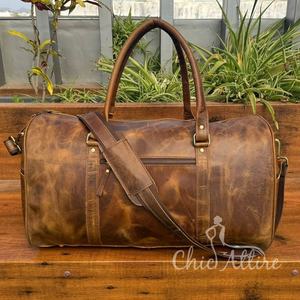 New High Quality Full Grain Genuine <b>Leather</b> Duffel Travel <b>Weekend</b> Overnight Duffle <b>Bag</b> for <b>Men</b> Custom Cowhide <b>Leather</b> Duffel <b>Bag</b> - Product Image 1