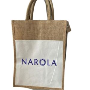Vente en gros de sacs fourre-tout en jute écologiques personnalisés avec poignée en ruban sac à provisions en toile de jute laminée avec logo personnalisé publicitaire - Product Image 1