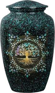 Elegante urna de metal hecha a mano Diseño de árbol de la vida para restos humanos y mascotas Jarrón de cremación simbólico con almacenamiento para cenizas - Product Image 2