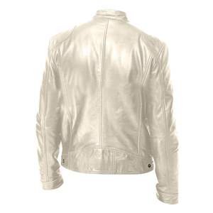 Nouvelle veste de moto en cuir noir pour homme, style audacieux, avec col montant et épaules matelassées, style streetwear - Product Image 6