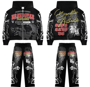 Conjuntos Deportivos de Pantalones y Sudaderas con Capucha y Cremallera para Hombre, Impresión Personalizada 2024, Transpirables, 100% Algodón, Corte Ajustado, Tallas Grandes, Ecológicos, para Invierno - Product Image 2