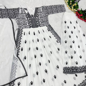 Nuevo diseñador Heavy Chinon Silk Fancy Top-Dupatta Totalmente cosido Sharara Estilo tradicional Ropa de fiesta Salwar Kameez Lanzamiento - Product Image 1