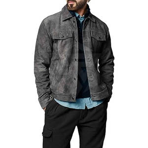 แจ็กเก็ตหนังนิ่มสำหรับผู้ชาย, เสื้อแจ็คเก็ตหนังนิ่มแขนยาวคอตั้งดีไซน์ปรับแต่งได้สำหรับใส่โลโก้ด้านหน้าสำหรับฤดูหนาว - Product Image 4