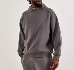 Sweat à capuche en molleton de coton lourd de qualité supérieure, unisexe, coupe décontractée, impression et broderie de logo streetwear personnalisés disponibles - Product Image 4