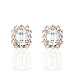 Pendientes de Diamante Cultivado en Laboratorio con Corte Esmeralda y Halo, 2.00 CT.T.W, Certificados por IGI, Joyería de Lujo de Inspiración Vintage para Aniversario, en Rodio - Product Image 2