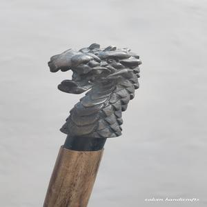 Antique Copper <b>Dragon</b> Head Walking Stick with Polished Metal Technique Antique Imitation Embossing Printing - Product Image 4