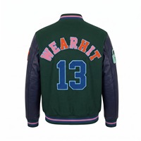Blouson universitaire en chenille avec patchs, broderie chaîne, lettrage, motif bouteille, en laine marine et cuir, style Letterman, doublure matelassée OEM, poids lourd 650 GSM