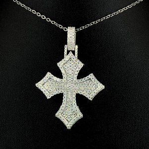 Joyería Hip Hop Fina, Colgante de Cruz Personalizado, Estilo Iced Out, Plata 925, Joyería de Moissanita VVS, Colgantes de Diamantes para Regalo - Product Image 2