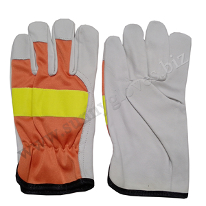 Gants de travail en cuir avec dos en tissu de coton Interlock Gants de conduite en cuir respirants pour la main - Product Image 3