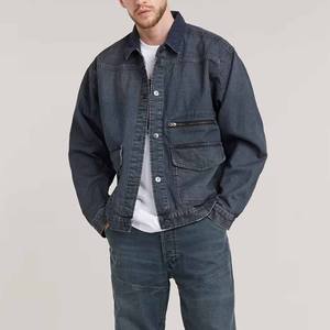 Chaqueta vaquera azul marino oscuro para hombre, ropa de abrigo personalizada informal, abrigo de moda sin costuras transpirable con botones, ropa de calle de entrenamiento deportivo para gimnasio - Product Image 4