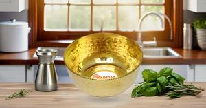 metal mixing bowl for salad, <b>egg</b> beating, <b>decorative</b> and kitchen serving purposes brass serving bowl for candy medium size - Product Image 3