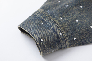 OEM Custom Oversize Women Denim <b>Jacket</b> Customized Heavyweight <b>Rhinestone</b> Vintage Unisex Denim <b>Jacket's</b> - Product Image 5
