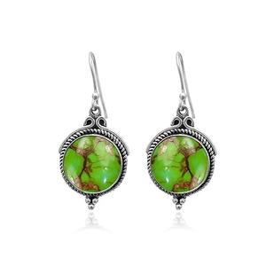 Pendientes para niñas, Plata de Ley 925 sólida, turquesa verde Natural piedra preciosa, joyería de plata fina hecha a mano, joyería de sello sólido 925 - Product Image 1