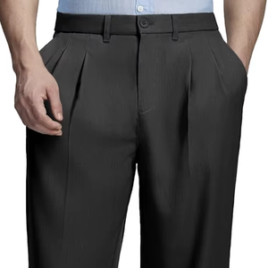 กางเกงขายาวทรงหลวมสไตล์วินเทจแบบลำลองสำหรับผู้ชาย  ผ้าพลีท  ทรงขาบาน  ผลิตโดยโรงงานโดยตรง - Product Image 1