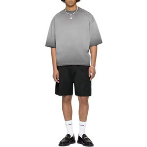 เสื้อยืดผู้ชายผ้าฝ้าย 100% เนื้อหนา หรูหรา ทรงโอเวอร์ไซส์ ไหล่ตก ออกแบบโลโก้ได้ตามต้องการ ทรงบ็อกซี่ เสื้อยืดเปล่าสำหรับผู้ชาย - Product Image 2