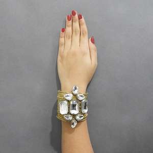 Urthn que se puede abrir Kada piedra de cristal chapada en oro para bodas fiestas regalos compromisos-1402604 conjunto de joyería fina circón diamante latón - Product Image 1