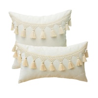 Personnalisé pas cher maroc bohème maison canapé décoratif jeter taie d'oreiller housse de coussin 45x45 avec glands