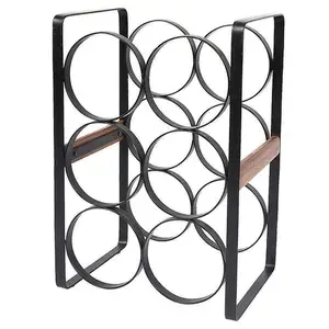 Suporte de mesa para garrafas de vinho, suporte independente moderno de metal preto para vinho, suporte de mesa de 3 camadas para armários