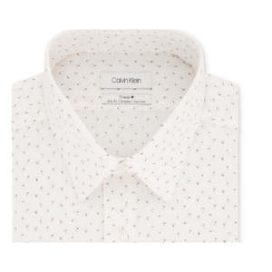 Camicia da Uomo Calvin Klein in Popeline Elasticizzato Slim-Fit, Antipiega, Non Necessita di Stiratura, Bianca con Stampa, Taglia 14.5X32-33, Rossa - Product Image 2