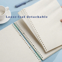 Cahier épaissi à feuilles mobiles avec couverture en PP, journal simple, journal vierge A4/B5/A5-pour collégiens et lycéens