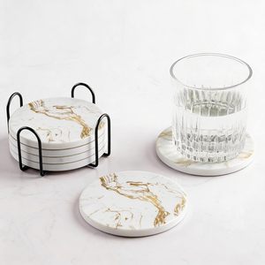 Classic Home Decor 4 Piece Square <b>Coaster</b> Set Elegant Table Protection for Everyday Use - Product Image 6