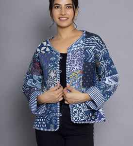 Chaqueta acolchada Burfi de algodón hecha a mano, chaqueta acolchada Vintage hecha a mano, chaquetas acolchadas con estampado de algodón Vintage para mujer - Product Image 1