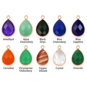 Vente en gros de pierres précieuses en forme de poire à facettes naturelles plaquées or rose pendentifs 15x20mm ensemble de lunette pendentif pierre de naissance pour la fabrication de bijoux - Product Image 1