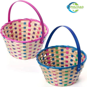 Venta al por mayor de cestas de bambú vietnamitas coloridas de alta calidad: elementos esenciales de Pascua con estilo ecológico - Product Image 5