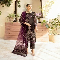 Shalwar Kameez 3 pièces en chiffon à broderies lourdes et imprimé numérique, entièrement cousu, de designers pakistanais Ramsha, séchage rapide