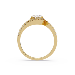 Anillo de Compromiso de Lujo para Novia, Oro Amarillo de 14K, Corte Ovalado, Diamante Cultivado en Laboratorio, Halo de Diamantes, Anillo de Compromiso para Mujer, Joyería Fina - Product Image 3