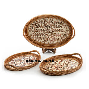 ชุดถาดหวายสำหรับเสิร์ฟสามชิ้นดีไซน์สร้างสรรค์ทำด้วยมือถาดหวายแบบคลาสสิก - Product Image 3