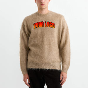Chandails personnalisés pour hommes OEM tricot uni à manches longues en jacquard mohair tricotés pour l'hiver chandails en mohair à col rond - Product Image 1