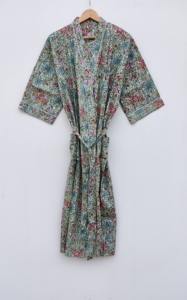 Chiều Dài Sàn Thân Thiện Với Môi Có Thể Giặt Hoa In Của Phụ Nữ Áo Choàng Kimono Bông Quần Áo Ngủ Đồ Mặc Quần Áo đi biển Món Quà Giáng Sinh - Product Image 5