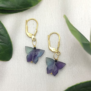 Rainbow Fluorite Gemstone Wire Wrapped Lever Back Boucles d'oreilles Grossiste - Product Image 1