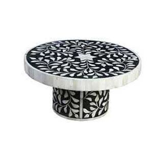 Support à gâteau rond en bois écologique et incrustations de nacre, idéal pour la décoration florale – Lavage à la main uniquement – Meilleures ventes - Product Image 1