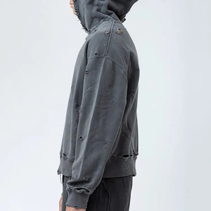 Sudadera con Capucha Extra Grande, Lavada al Ácido, Desgastada, 100% Algodón, 460 GSM, Gruesa, Corte Regular, Ropa de Calle de Invierno, Logotipo Personalizado para Hombre - Product Image 5