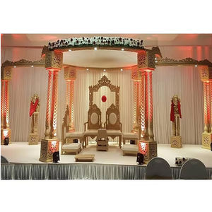 Decoración de Mandap de Tres Pilares para Bodas Indias, Decoración de Mandap Maharani para Bodas Gujarati, Gran Mandap Indio para Interiores, Canadá - Product Image 1