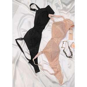 Soutiens-gorge rembourrés en coton sans armatures brodés lavande - Product Image 3