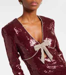 ชุดราตรีงานเลี้ยงตอนเย็นสุดหรูแขนยาวปักเลื่อมลูกปัดเลื่อมลายดอกไม้รูปทรงตัวยาวป้องกันไฟฟ้าสถิตย์ - Product Image 4