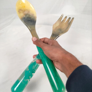 Ensemble de couverts jetables en résine de haute qualité, couleur menthe, couverts en résine, service de table, vaisselle, cuillère à salade, cuillère à soupe, durable - Product Image 1