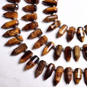 Perles de pierres précieuses naturelles en forme d'oeil de tigre, brin de 8 pouces de long avec forme fantaisie, taille 6x14mm pour fournitures de fabrication de bijoux - Product Image 4