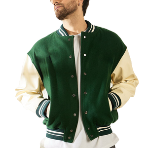 Blouson universitaire vert matelassé pour homme 2026 avec logo personnalisé brodé et en chenille – Hiver - Product Image 2