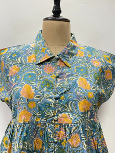 เสื้อกล้ามผ้าฝ้ายทำมือลายพิมพ์บล็อกสไตล์โบฮีเมียนสำหรับผู้หญิง ดีไซน์เนอร์พิมพ์ลายด้วยมือ เหมาะสำหรับใส่ลำลองหรือเป็นทางการในฤดูหนาว  ด้านหน้าติดกระดุม  ใส่ได้ในฤดูร้อน - Product Image 6