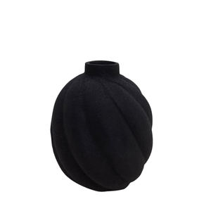 Vase à fleurs rond en aluminium avec gravure Texture noire Couleur Design moderne Jardinière en métal pour la décoration de la maison et du jardin - Product Image 3