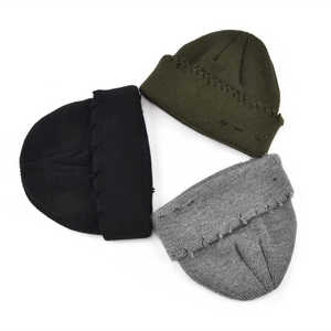 Superbe vente en gros Protection des oreilles à la mode de haute qualité Casquette crâne en acrylique pour hommes Bonnet d'hiver tricoté chaud et personnalisé - Product Image 6